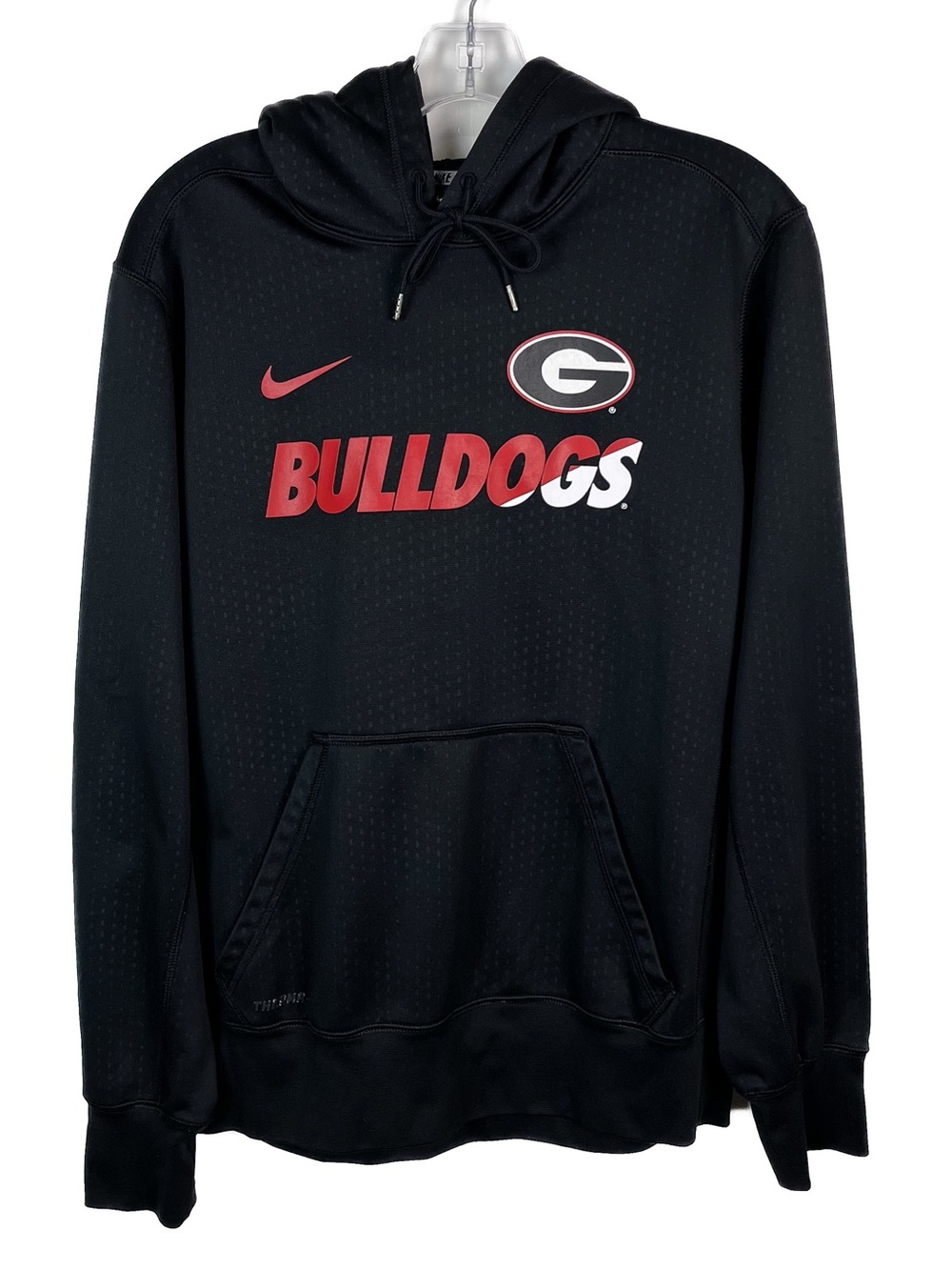 Georgia Bulldogs Nike Hoodie Mens Medium Black Pullover THERMA-FIT Fleece EUC